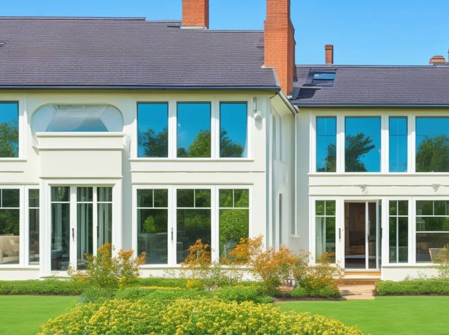A variety of elegantly styled windows and doors in a modern British and Irish home setting, highlighting sash windows made of uPVC and timber, all showcasing energy-efficient glazing and innovative design.